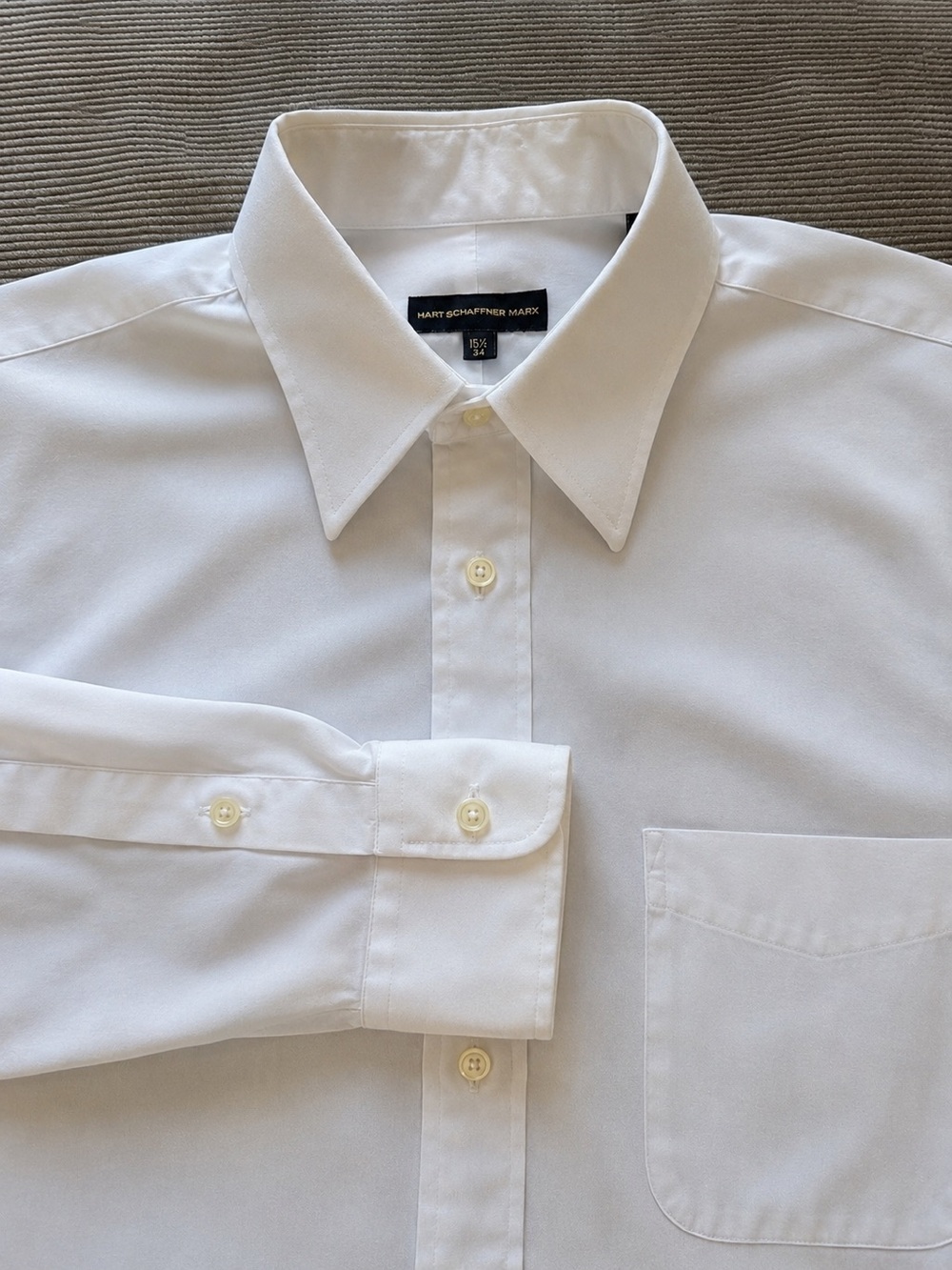 Hart Schaffner Marx White Dress Shirt – 15½ / 34 – 100% Cotton – Classic Fit